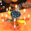 1pc Lotus Music Birthday Candle; Children's Creative Rotating Flowering Singing Lotus Lantern Cake Decoration - Classic