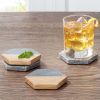 Better Homes & Gardens 4-Piece Wood and Stone Coaster Set - Better Homes & Gardens