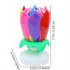 1pc Lotus Music Birthday Candle; Children's Creative Rotating Flowering Singing Lotus Lantern Cake Decoration - Yellow