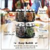 12 Durable Glass Jars in Sleek & Attractive Carousel - Clear