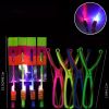 10pcs, Outdoor Flying Luminous Rocket, Flashing LED Lights, Children's Luminous Slingshot Toys, Elastic Helicopter Rotating Toys, Funny Children Games