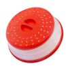 1pc Collapsible Microwave Splatter Cover For Food; Multifunctional Silicone Folding Fresh-keeping Cover; Oil-proof Splash-proof Cover - Red