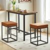 Brown Pu Upholstered Counter & Bar Stool with Footrest, PU leather (Set of 2) - as Pic