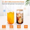 6Pcs Mason Jar Cups with Lid 16OZ Reusable Glass Beer Can with Bamboo Lids Glass Straws Cleaning Brush for Iced Coffee Smoothie Tea - Glass Cup