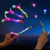 10pcs, Outdoor Flying Luminous Rocket, Flashing LED Lights, Children's Luminous Slingshot Toys, Elastic Helicopter Rotating Toys, Funny Children Games