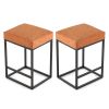 Brown Pu Upholstered Counter & Bar Stool with Footrest, PU leather (Set of 2) - as Pic