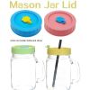 1pc Cute Universal Mason Jar Lids With Straw Hole; 70mm/2.76in Diameter Storage Wide Mouth Leak Proof; Kitchen Supplies - Pink