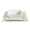 Hard Square 12 Piece Fine Ceramic Dinnerware Set in White - White