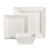 Hard Square 12 Piece Fine Ceramic Dinnerware Set in White - White